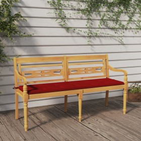 Batavia bench with red cushion solid teak wood 150 cm by vidaXL, garden benches - Ref: Foro24-3100832, Price: 242,99 €, Disco...