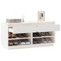 Mueble zapatero de madera maciza de pino blanco 110x34x52 cm de vidaXL, Zapateros y organizadores de calzado - Ref: Foro24-81...