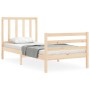 Bed frame with solid wood headboard 100x200 cm by vidaXL, Beds and slatted bases - Ref: Foro24-3193846, Price: 98,48 €, Disco...