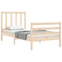 Bed frame with solid wood headboard 100x200 cm by vidaXL, Beds and slatted bases - Ref: Foro24-3193846, Price: 98,48 €, Disco...