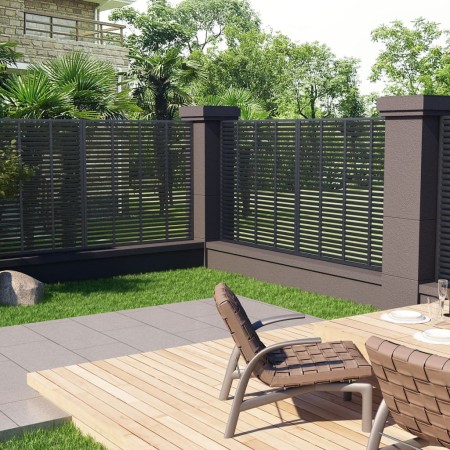 Gray WPC slat fence 180x180 cm by vidaXL, fence panels - Ref: Foro24-318107, Price: 206,60 €, Discount: %