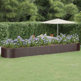 Jardinera arriate acero recubrimiento polvo marrón 584x140x68cm de vidaXL, Maceteros y jardineras - Ref: Foro24-319120, Preci...