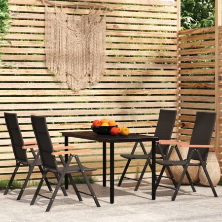 Juego de comedor para jardín 5 piezas negro de vidaXL, Conjuntos de jardín - Ref: Foro24-3099115, Precio: 400,44 €, Descuento: %