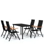 Juego de comedor para jardín 5 piezas negro de vidaXL, Conjuntos de jardín - Ref: Foro24-3099115, Precio: 400,44 €, Descuento: %