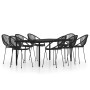 Juego de comedor de jardín 9 piezas negro de vidaXL, Conjuntos de jardín - Ref: Foro24-3099130, Precio: 1,00 €, Descuento: %