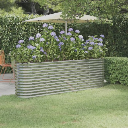 Steel flower bed powder coated silver 224x40x68 cm by vidaXL, Pots and planters - Ref: Foro24-318902, Price: 77,34 €, Discoun...