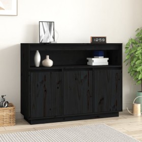 Aparador de madera maciza de pino negro 104,5x34x80 cm de vidaXL, Aparadores - Ref: Foro24-814393, Precio: 115,99 €, Descuent...