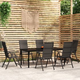 Juego de comedor para jardín 7 piezas negro de vidaXL, Conjuntos de jardín - Ref: Foro24-3099105, Precio: 587,99 €, Descuento: %