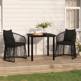 3-teiliges Garten-Essset mit schwarzen Kissen von vidaXL, Gartensets - Ref: Foro24-3099185, Preis: 379,99 €, Rabatt: %