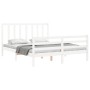 Double bed frame with white solid wood headboard by vidaXL, Beds and slatted bases - Ref: Foro24-3193797, Price: 141,44 €, Di...