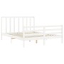 Double bed frame with white solid wood headboard by vidaXL, Beds and slatted bases - Ref: Foro24-3193797, Price: 141,44 €, Di...