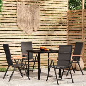 Juego de comedor para jardín 5 piezas negro de vidaXL, Conjuntos de jardín - Ref: Foro24-3099114, Precio: 312,99 €, Descuento: %