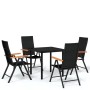 Juego de comedor para jardín 5 piezas negro de vidaXL, Conjuntos de jardín - Ref: Foro24-3099114, Precio: 366,81 €, Descuento: %