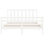 Double bed frame with white solid wood headboard by vidaXL, Beds and slatted bases - Ref: Foro24-3193797, Price: 141,44 €, Di...