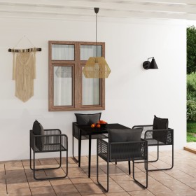 Juego de comedor para jardín 5 piezas negro de vidaXL, Conjuntos de jardín - Ref: Foro24-3099084, Precio: 451,99 €, Descuento: %