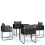 Juego de comedor para jardín 5 piezas negro de vidaXL, Conjuntos de jardín - Ref: Foro24-3099084, Precio: 452,29 €, Descuento: %