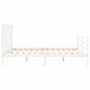 Double bed frame with white solid wood headboard by vidaXL, Beds and slatted bases - Ref: Foro24-3193797, Price: 141,44 €, Di...