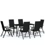 Juego de comedor para jardín 7 piezas negro de vidaXL, Conjuntos de jardín - Ref: Foro24-3099104, Precio: 459,12 €, Descuento: %