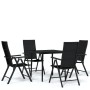 Juego de comedor para jardín 5 piezas negro de vidaXL, Conjuntos de jardín - Ref: Foro24-3099108, Precio: 315,86 €, Descuento: %