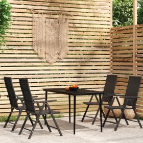 Juego de comedor para jardín 5 piezas negro de vidaXL, Conjuntos de jardín - Ref: Foro24-3099109, Precio: 357,17 €, Descuento: %