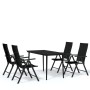 Juego de comedor para jardín 5 piezas negro de vidaXL, Conjuntos de jardín - Ref: Foro24-3099109, Precio: 355,99 €, Descuento: %