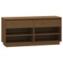 Mueble zapatero de madera maciza pino marrón miel 110x34x52 cm de vidaXL, Zapateros y organizadores de calzado - Ref: Foro24-...