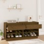 Mueble zapatero de madera maciza pino marrón miel 110x34x52 cm de vidaXL, Zapateros y organizadores de calzado - Ref: Foro24-...