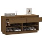 Mueble zapatero de madera maciza pino marrón miel 110x34x52 cm de vidaXL, Zapateros y organizadores de calzado - Ref: Foro24-...