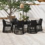 Juego de comedor de jardín 7 piezas con cojines negro de vidaXL, Conjuntos de jardín - Ref: Foro24-3099189, Precio: 1,00 €, D...