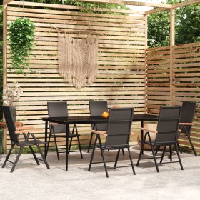 Juego de comedor para jardín 7 piezas negro de vidaXL, Conjuntos de jardín - Ref: Foro24-3099123, Precio: 647,87 €, Descuento: %