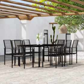 Juego de comedor de jardín 9 piezas negro de vidaXL, Conjuntos de jardín - Ref: Foro24-3099202, Precio: 554,16 €, Descuento: %