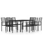 Juego de comedor de jardín 9 piezas negro de vidaXL, Conjuntos de jardín - Ref: Foro24-3099202, Precio: 554,16 €, Descuento: %