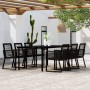 Garden dining set 7 pieces black by vidaXL, Garden sets - Ref: Foro24-3099153, Price: 693,09 €, Discount: %