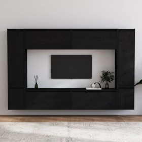 TV-Ständer 8-tlg. aus massivem Kiefernholz schwarz von vidaXL, TV-Möbel - Ref: Foro24-3100198, Preis: 432,67 €, Rabatt: %