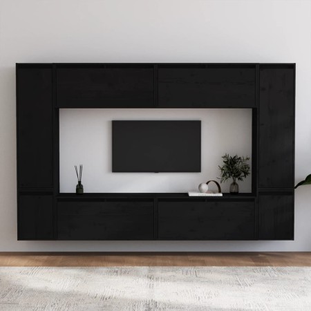 TV-Ständer 8-tlg. aus massivem Kiefernholz schwarz von vidaXL, TV-Möbel - Ref: Foro24-3100198, Preis: 432,39 €, Rabatt: %