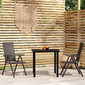 Garten-Essgruppe 3-teilig schwarz von vidaXL, Gartensets - Ref: Foro24-3099101, Preis: 207,99 €, Rabatt: %