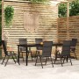 Juego de comedor para jardín 7 piezas negro de vidaXL, Conjuntos de jardín - Ref: Foro24-3099117, Precio: 603,99 €, Descuento: %