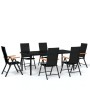 Juego de comedor para jardín 7 piezas negro de vidaXL, Conjuntos de jardín - Ref: Foro24-3099117, Precio: 603,99 €, Descuento: %