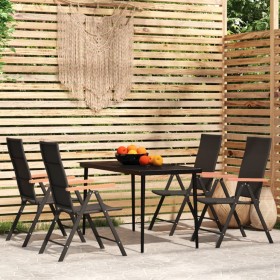 5-piece black garden dining set by vidaXL, Garden sets - Ref: Foro24-3099121, Price: 372,99 €, Discount: %