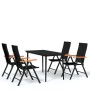 Juego de comedor para jardín 5 piezas negro de vidaXL, Conjuntos de jardín - Ref: Foro24-3099121, Precio: 422,90 €, Descuento: %