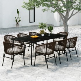 Juego de comedor de jardín 9 piezas marrón de vidaXL, Conjuntos de jardín - Ref: Foro24-3099232, Precio: 1,00 €, Descuento: %