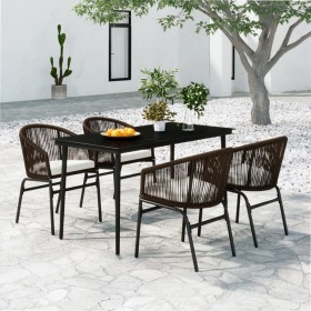 Juego de comedor de jardín 5 piezas con cojines marrón de vidaXL, Conjuntos de jardín - Ref: Foro24-3099247, Precio: 492,99 €...