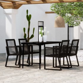 Juego de comedor de jardín 5 piezas negro de vidaXL, Conjuntos de jardín - Ref: Foro24-3099157, Precio: 394,99 €, Descuento: %