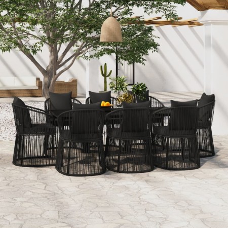 Juego de comedor para jardín 9 piezas con cojines negro de vidaXL, Conjuntos de jardín - Ref: Foro24-3099196, Precio: 1,00 €,...