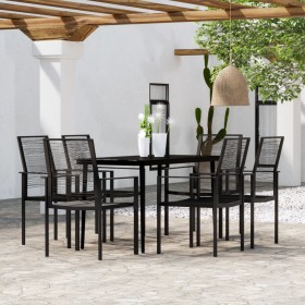 Juego de comedor para jardín 7 piezas negro de vidaXL, Conjuntos de jardín - Ref: Foro24-3099206, Precio: 376,99 €, Descuento: %