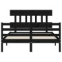 Bed frame with black solid wood headboard 140x190 cm by vidaXL, Beds and slatted bases - Ref: Foro24-3195140, Price: 153,26 €...