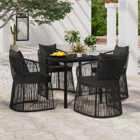 Juego de comedor de jardín 5 piezas con cojines negro de vidaXL, Conjuntos de jardín - Ref: Foro24-3099186, Precio: 677,08 €,...