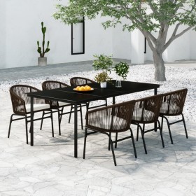 Juego de comedor de jardín 7 piezas marrón de vidaXL, Conjuntos de jardín - Ref: Foro24-3099231, Precio: 783,99 €, Descuento: %