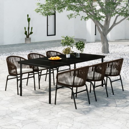 Juego de comedor de jardín 7 piezas marrón de vidaXL, Conjuntos de jardín - Ref: Foro24-3099231, Precio: 816,58 €, Descuento: %