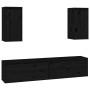 Muebles para TV 4 piezas madera maciza de pino negro de vidaXL, Muebles TV - Ref: Foro24-3100173, Precio: 199,99 €, Descuento: %